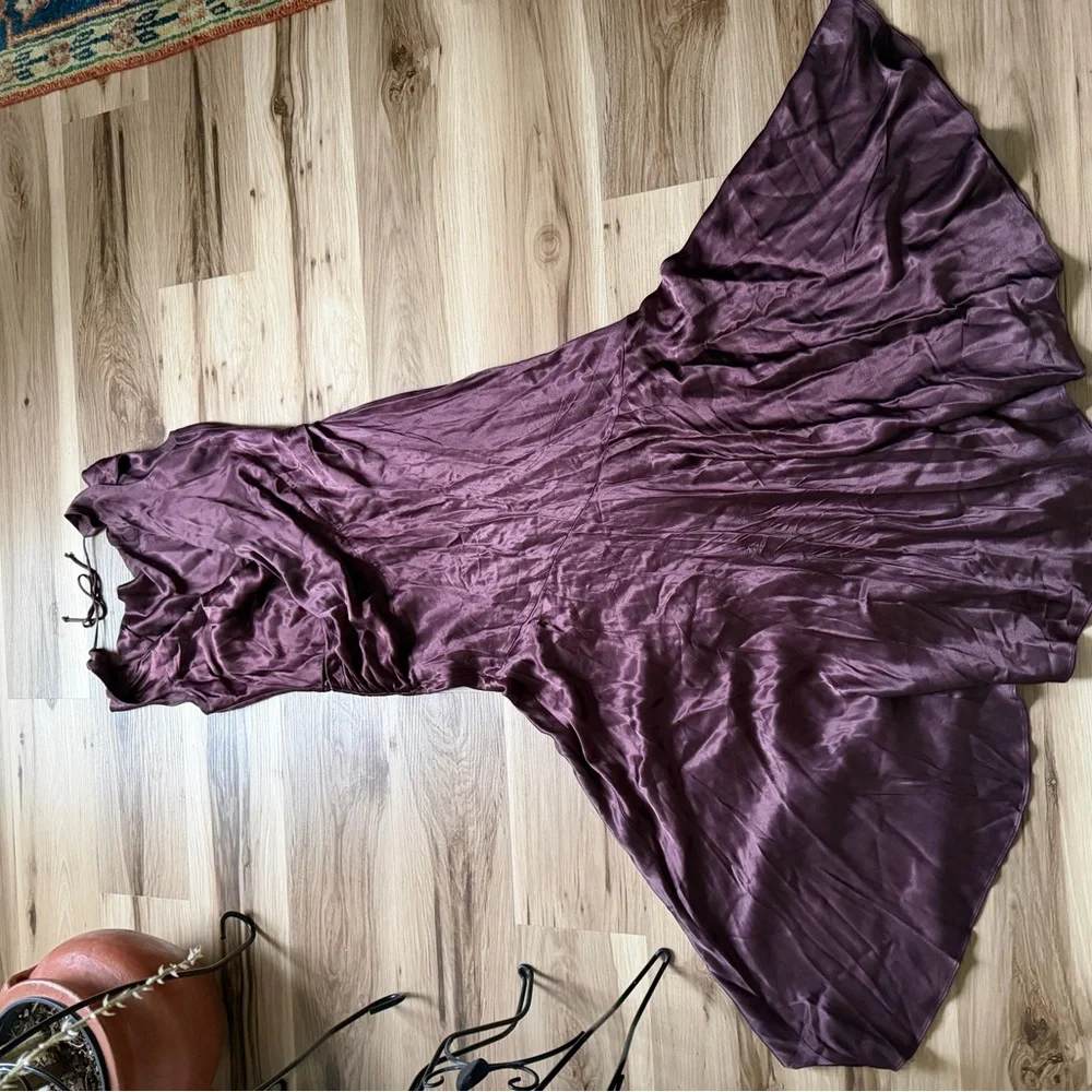 Meshki Deep Brown Satin Maxi Dress - Picture 10 of 12